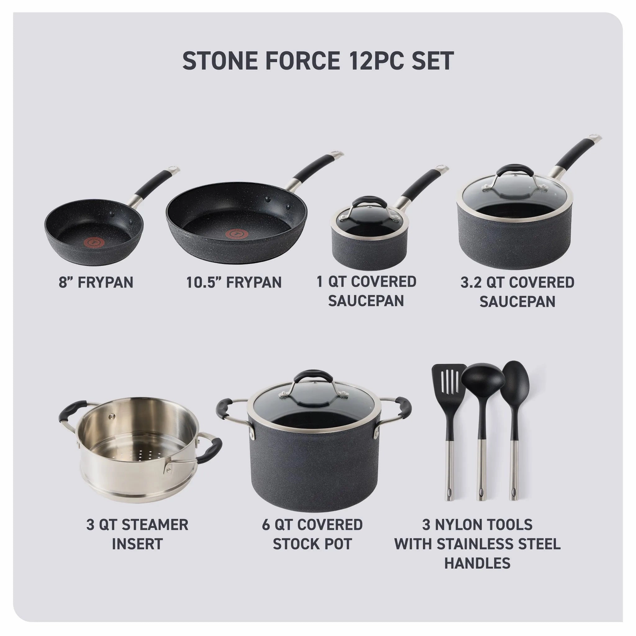 12pc Stone Force Cookware Set
