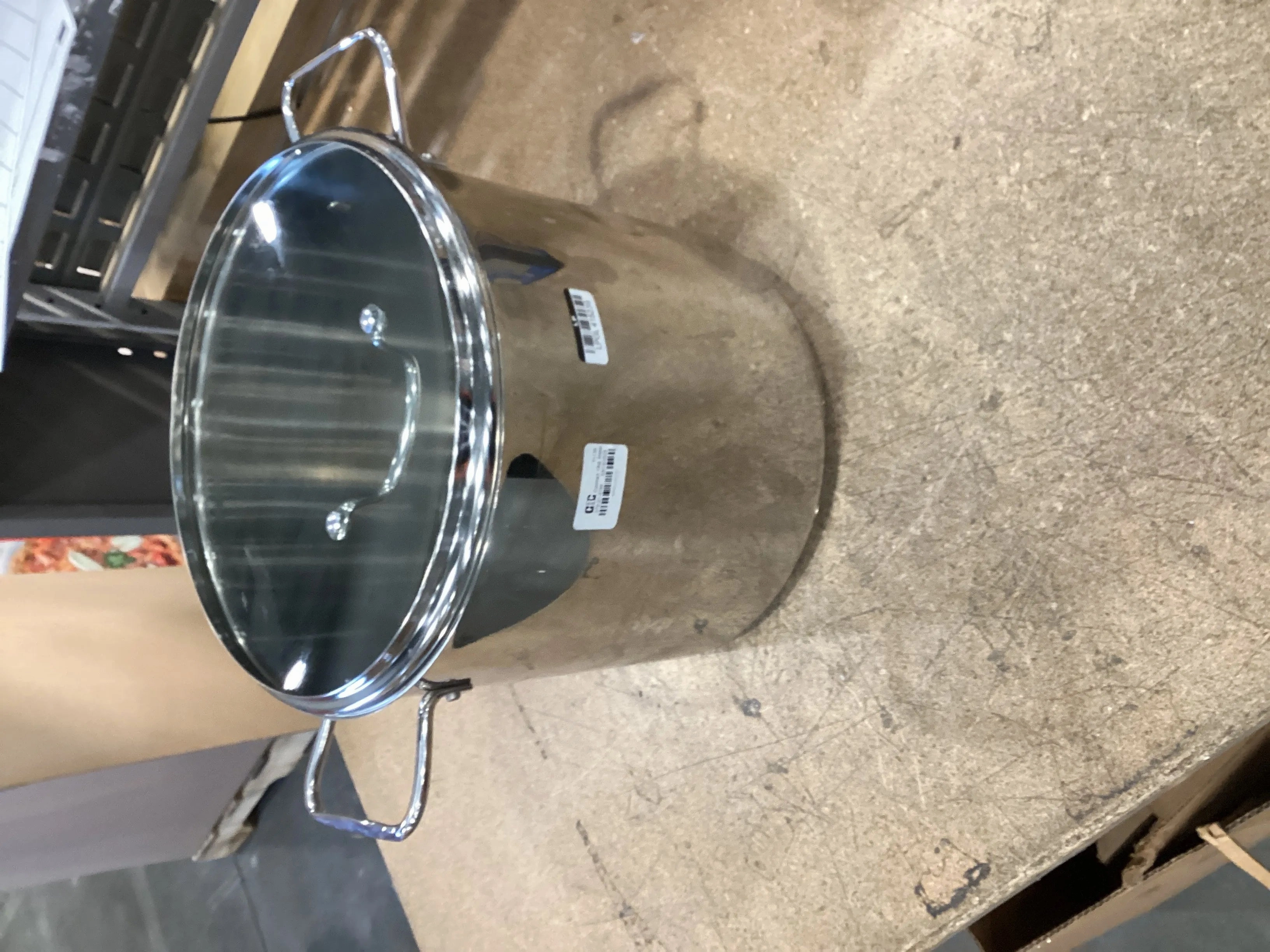 16qt Stainless Steel Stock Pot with Cover Silver: Dishwasher & Oven-Safe, Tempered Glass Lid, Riveted Handle (See Description)