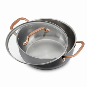 4.5qt Matte Black Stainless with Blush Bronze Dutch Oven with Cover: Black Stainless Steel Cookware, 10" Diameter (See Description)