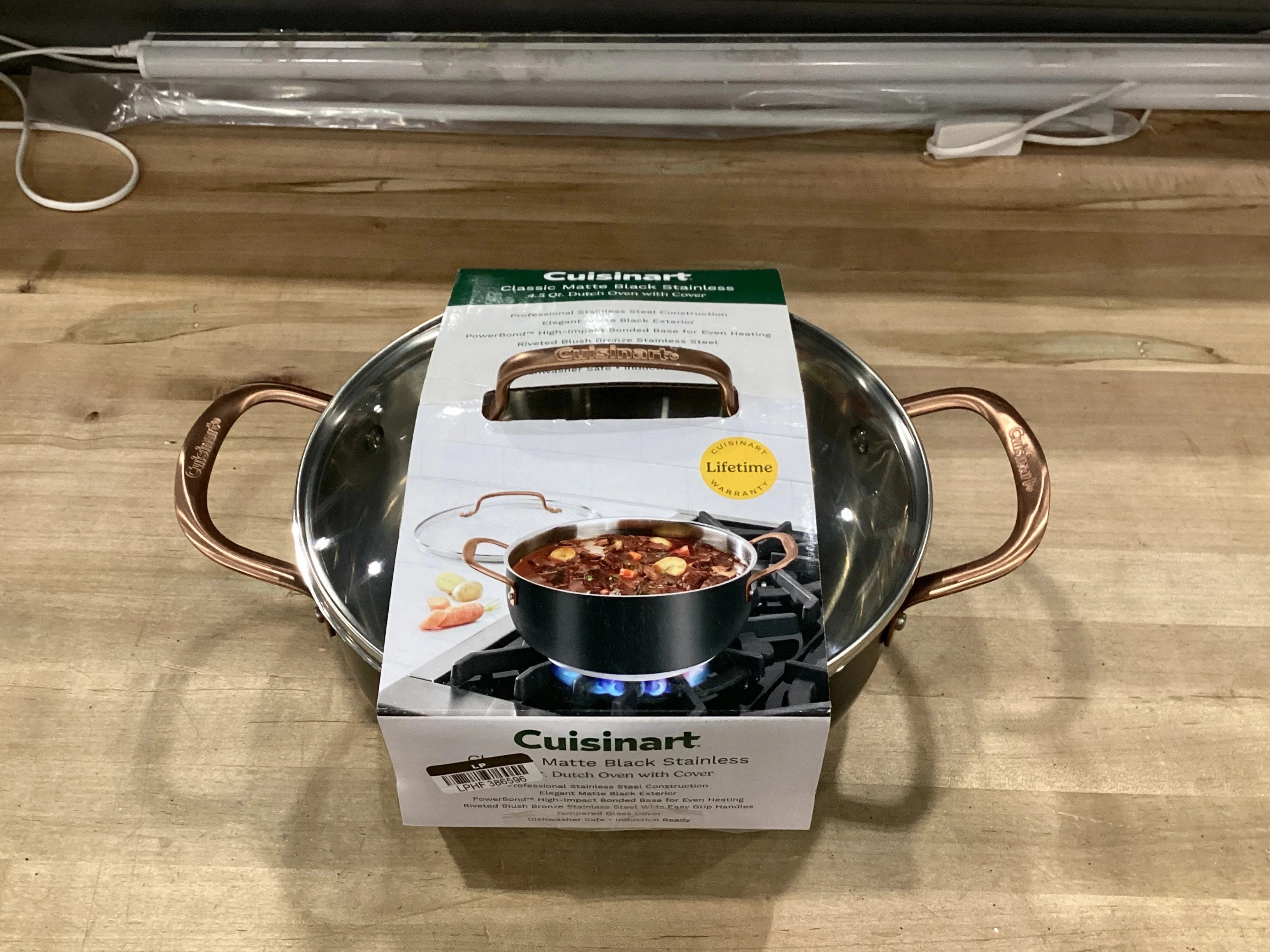 4.5qt Matte Black Stainless with Blush Bronze Dutch Oven with Cover: Black Stainless Steel Cookware, 10" Diameter (See Description)