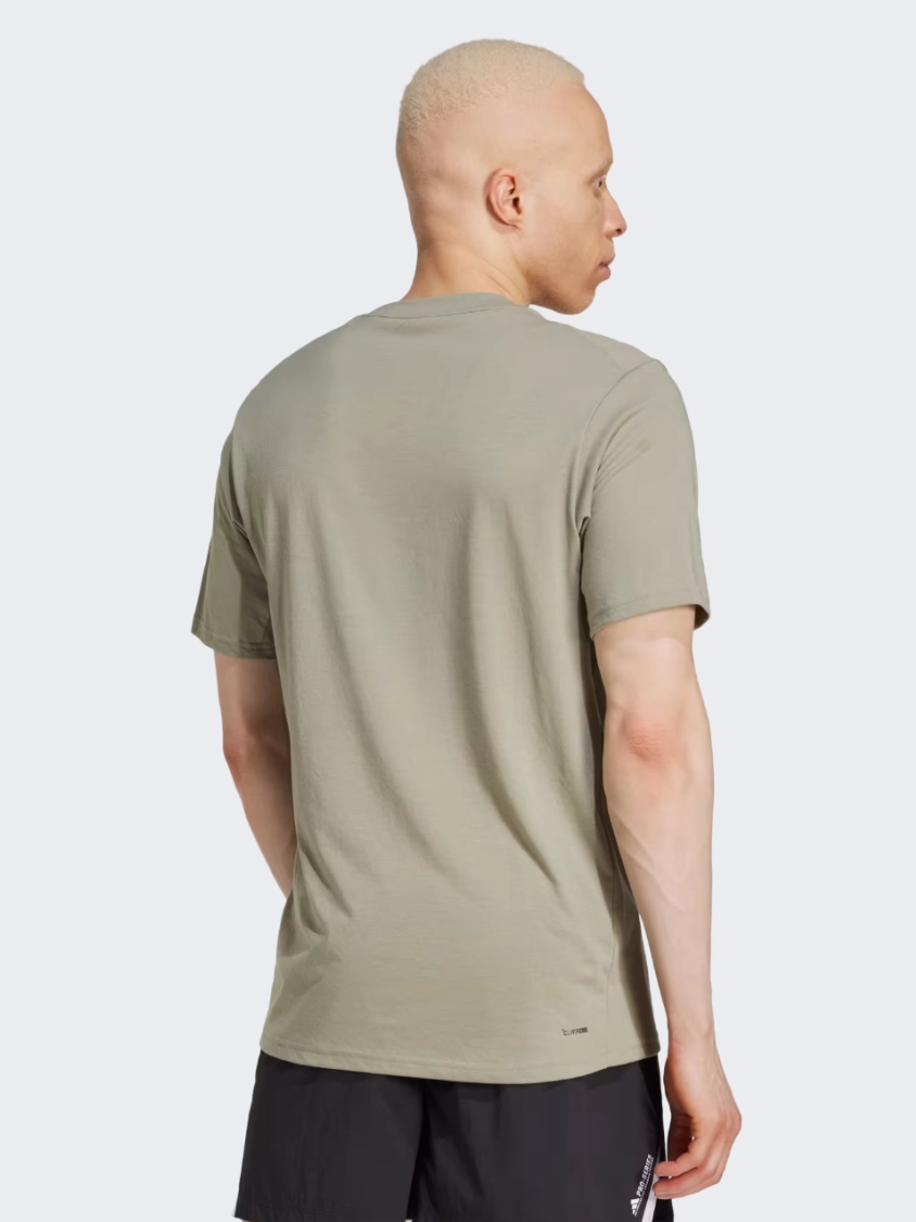 Adidas Box Logo Men Training T-Shirt Silver Pebble