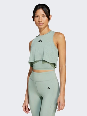 Adidas Cool Intensity 2 In 1 Workout Women Training Tank Silver Green