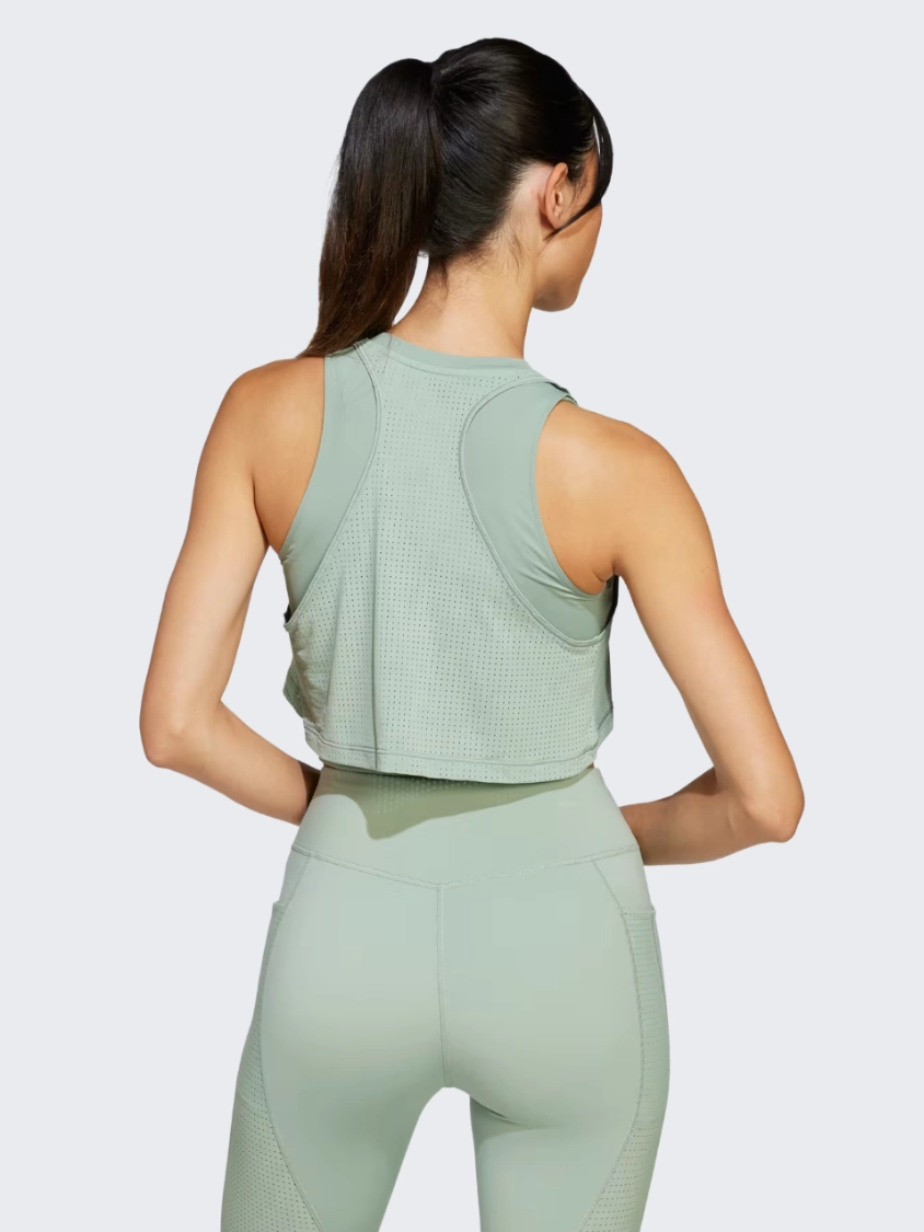 Adidas Cool Intensity 2 In 1 Workout Women Training Tank Silver Green