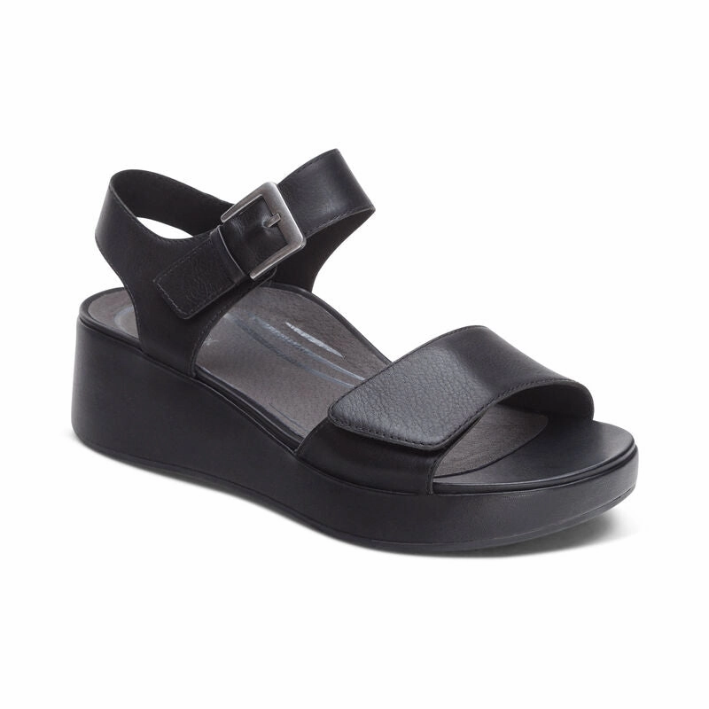 Aetrex Ariel Platform Sandal Black