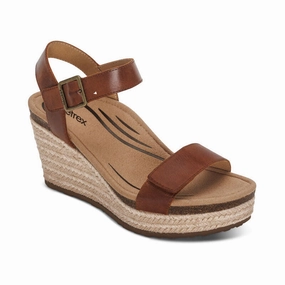 Aetrex Sydney Espadrille Wedge Walnut