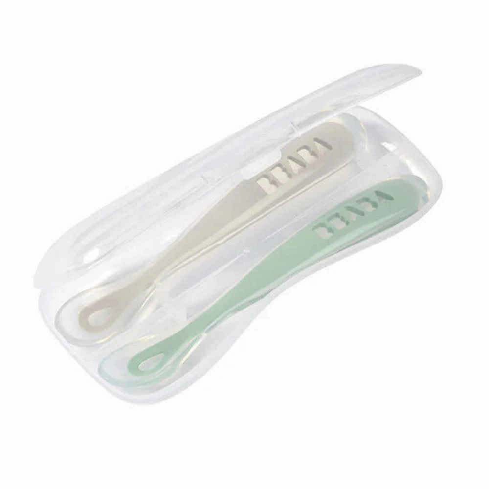 Beaba 1st Stage Silicone Spoon Travel Twin Set With Case