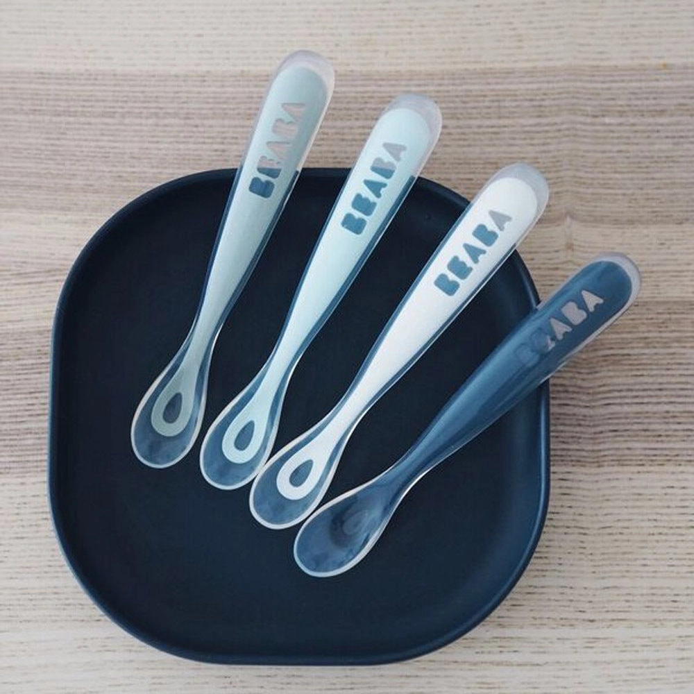 Beaba 1st Stage Silicone Spoons 4m  4pk Eucalyptus/Airy Green/Light Mist/Dark Blue