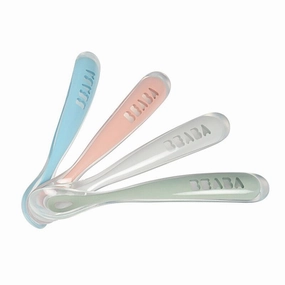 Beaba 1st Stage Silicone Spoons 4pk Windy Blue/Eucalyptus Green/Light Mist/Vintage Pink