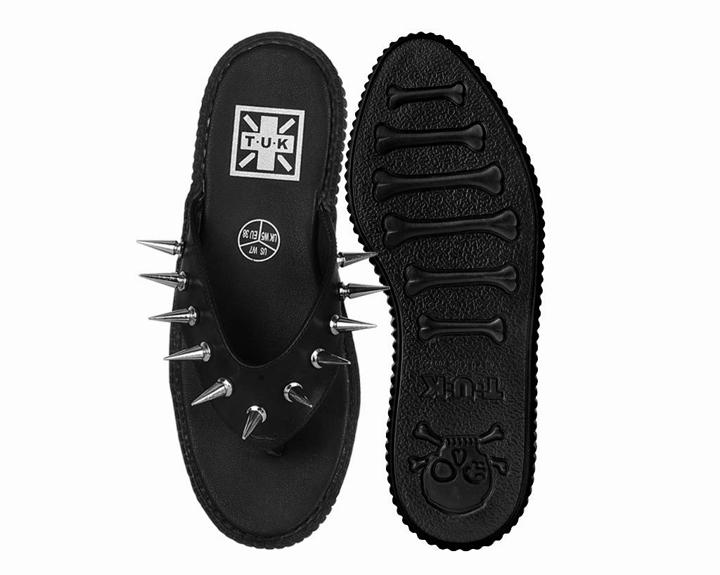 Black & Silver Spike Viva Low Flip Flop
