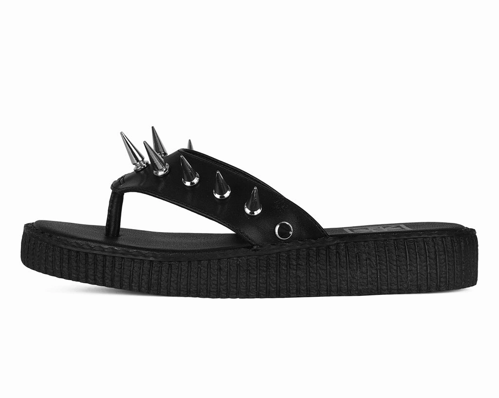 Black & Silver Spike Viva Low Flip Flop