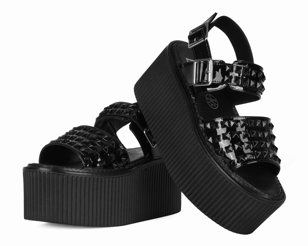 Black Patent Studded Strato Sandal