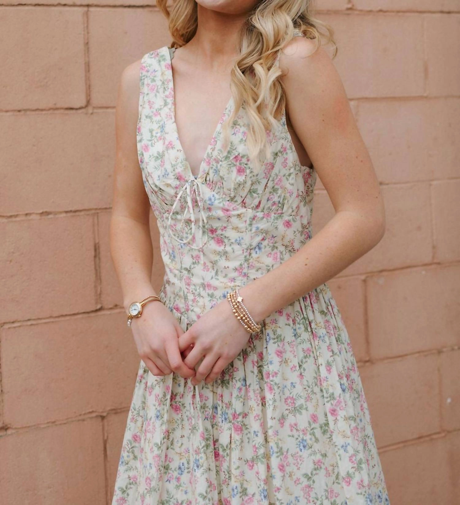 Floral Bustier Dress In Pink