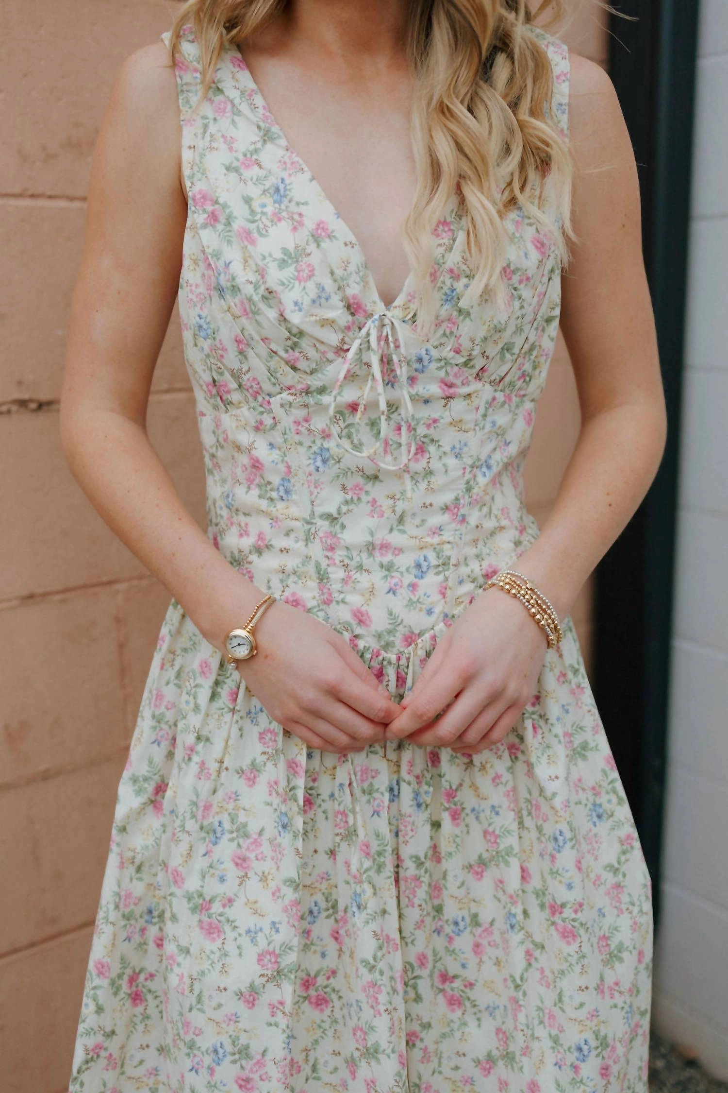 Floral Bustier Dress In Pink