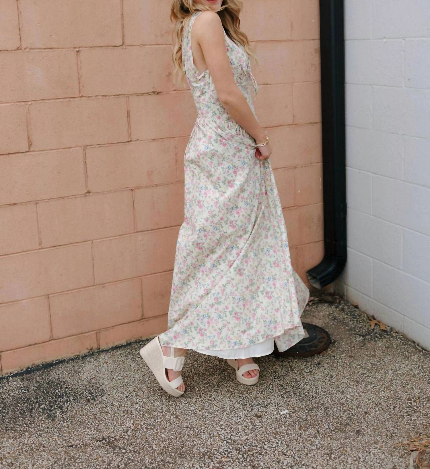 Floral Bustier Dress In Pink