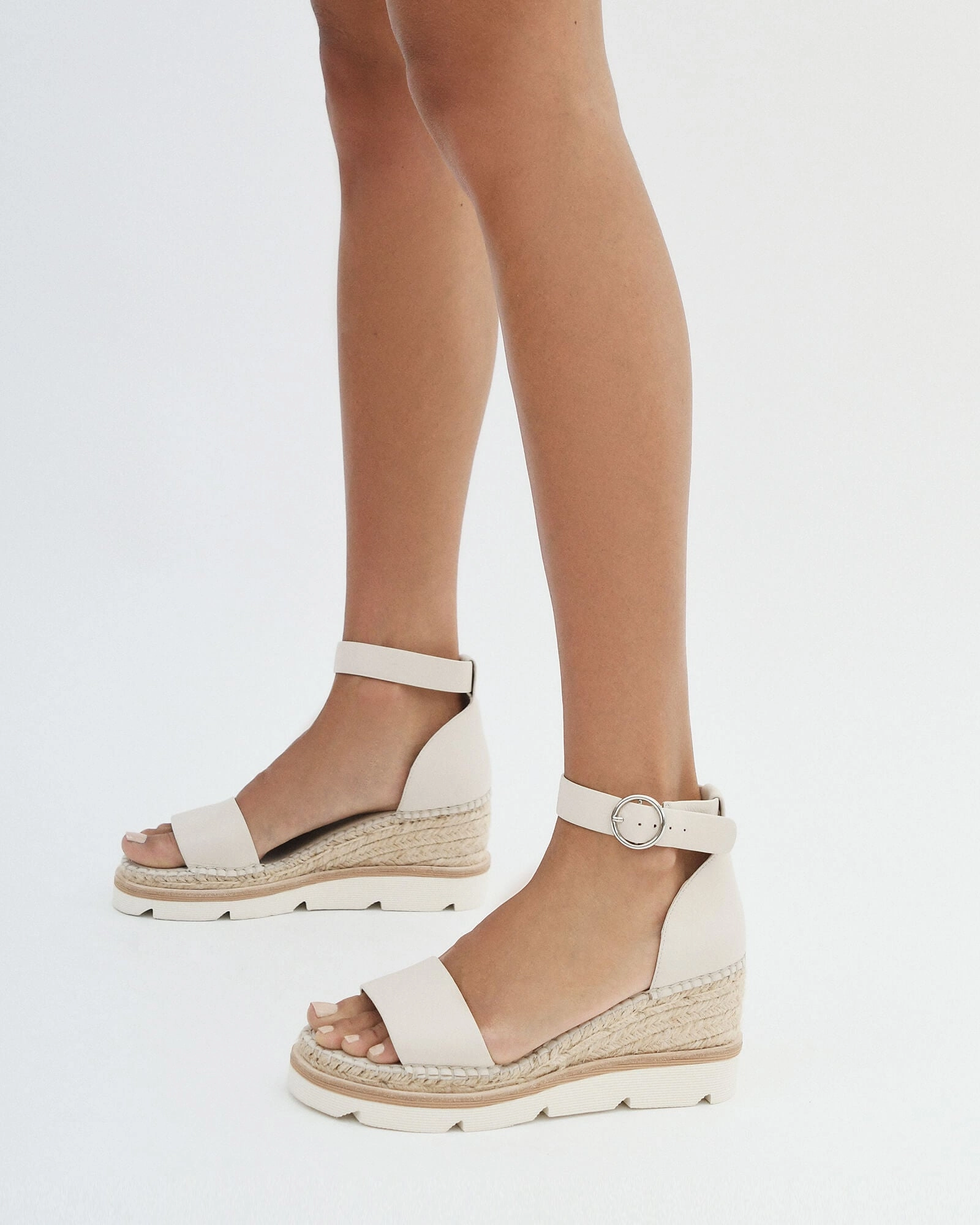KELLY MID HEEL WEDGES BONE LEATHER