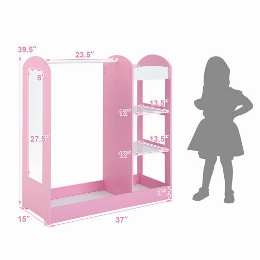 Kids Dress Up Storage With Mirror-Pink