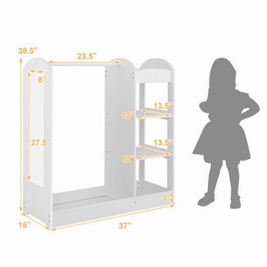 Kids Dress Up Storage With Mirror-White