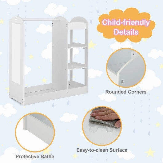 Kids Dress Up Storage With Mirror-White