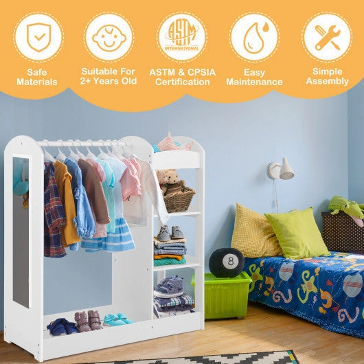 Kids Dress Up Storage With Mirror-White