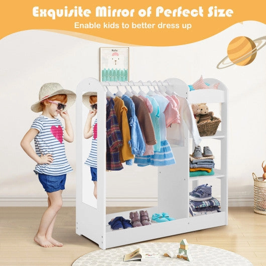 Kids Dress Up Storage With Mirror-White