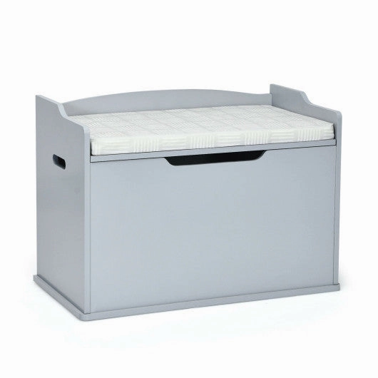 Kids Toy Wooden Flip-Top Storage Box Chest Bench With Cushion Hinge-Gray