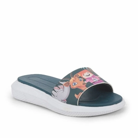 Lucy & Luke Blue Casual Slides For Kids HIPPO-30S By Liberty
