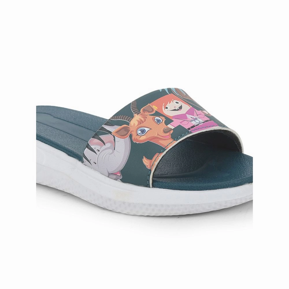Lucy & Luke Blue Casual Slides For Kids HIPPO-30S By Liberty