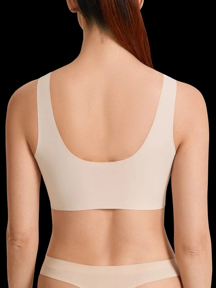 Plus Size Seamless Lace Trim Full Coverage Wireless Sports Bras