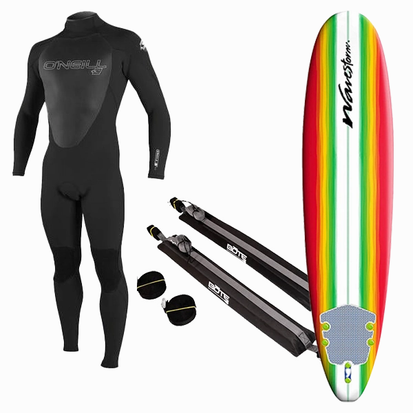 Youth Wetsuit, Surfboard, and Rack Package
