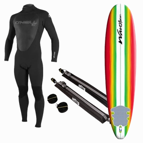 Youth Wetsuit, Surfboard, and Rack Package