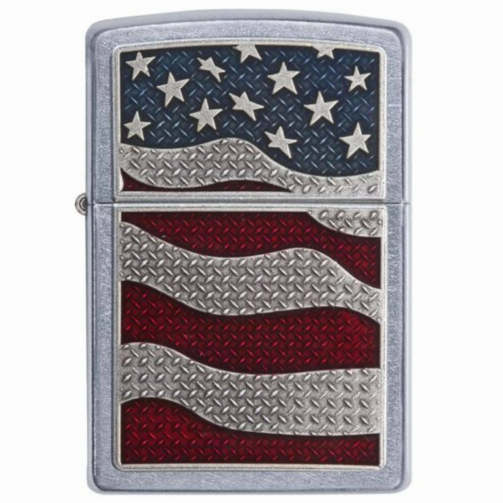 Zippo Windproof Lighter - Diamond Plate American Flag Street Chrome Pocket | 29513