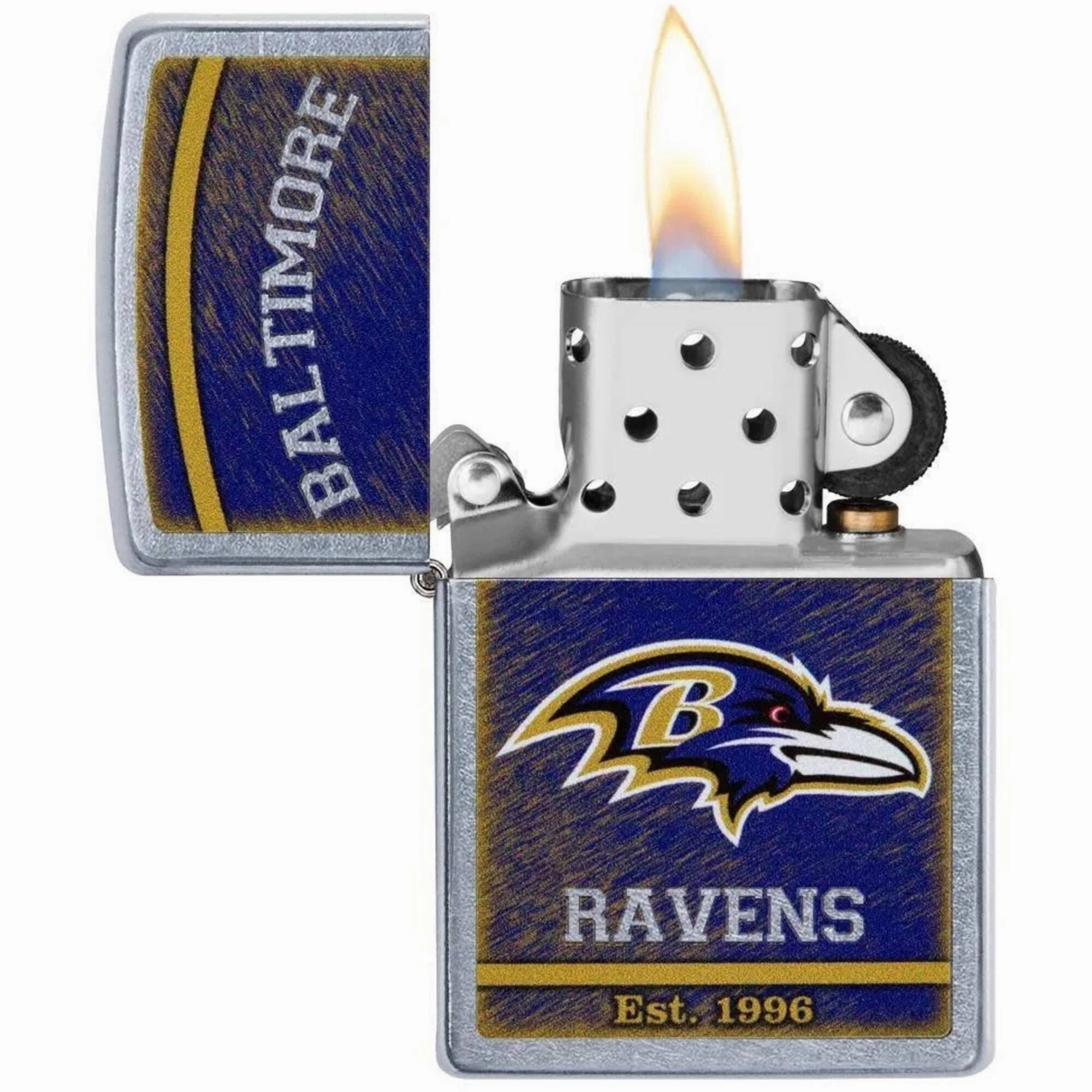 Zippo Windproof Lighter - NFL Baltimore Ravens Street Chrome Metal | 29934-000002