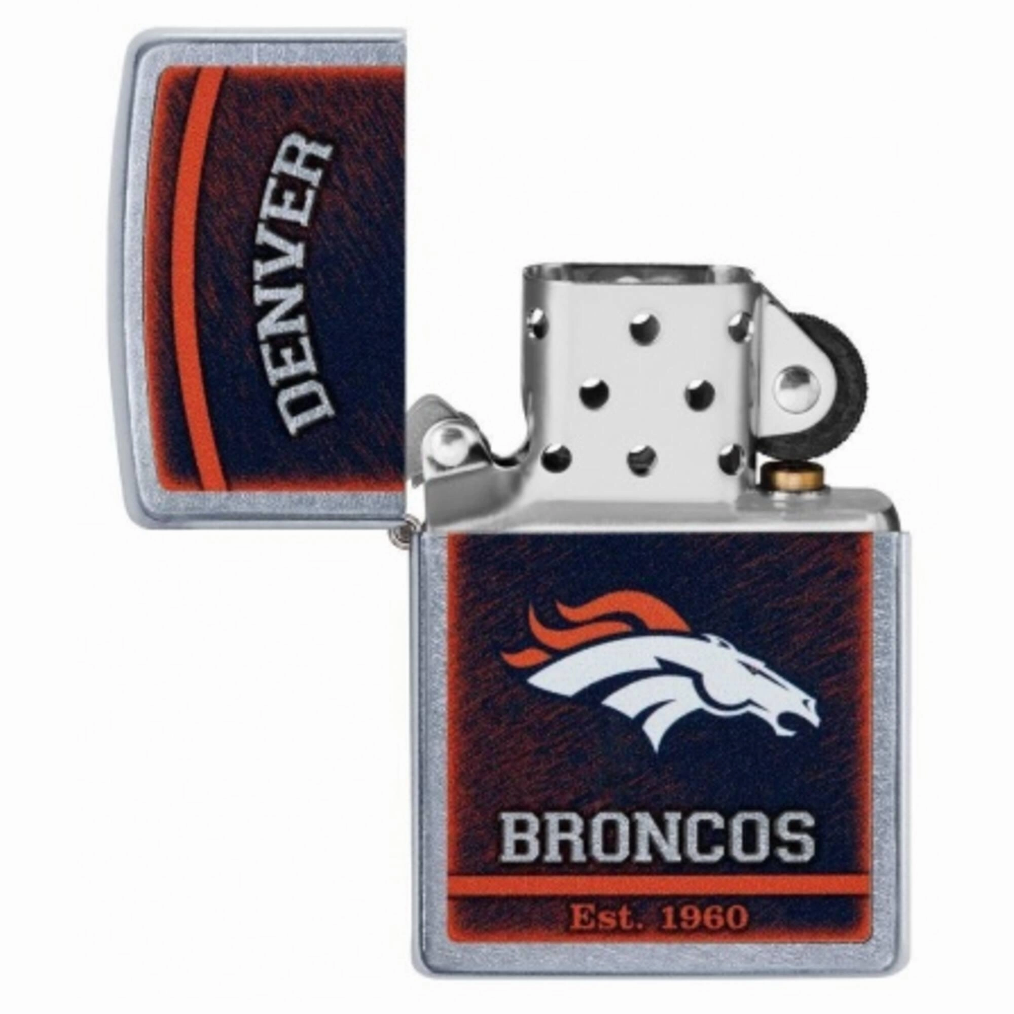 Zippo Windproof Lighter - NFL Denver Broncos Street Chrome Finish Metal | 29941-000002